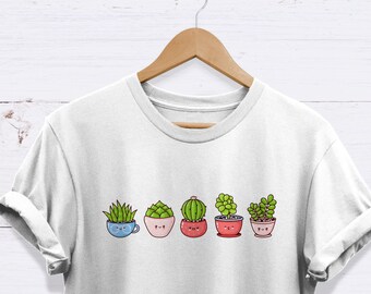 Kaktus-T-Shirt, Sukkulenten-T-Shirt, hochwertiges Unisex-T-Shirt für Erwachsene, Kaktus-Themageschenk, Kaktusliebhaber, Kakteen, Pflanzen, Gartenarbeit-T-Shirt