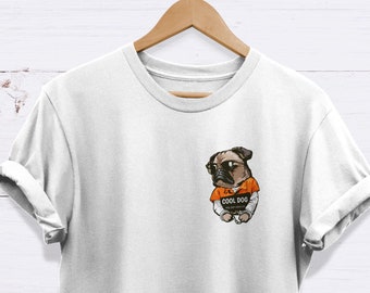 Mops T Shirt, Gangster Hund, lustiges Mops Tee, hochwertiges Unisex T-Shirt für Erwachsene, Hundeliebhaber Geschenk,