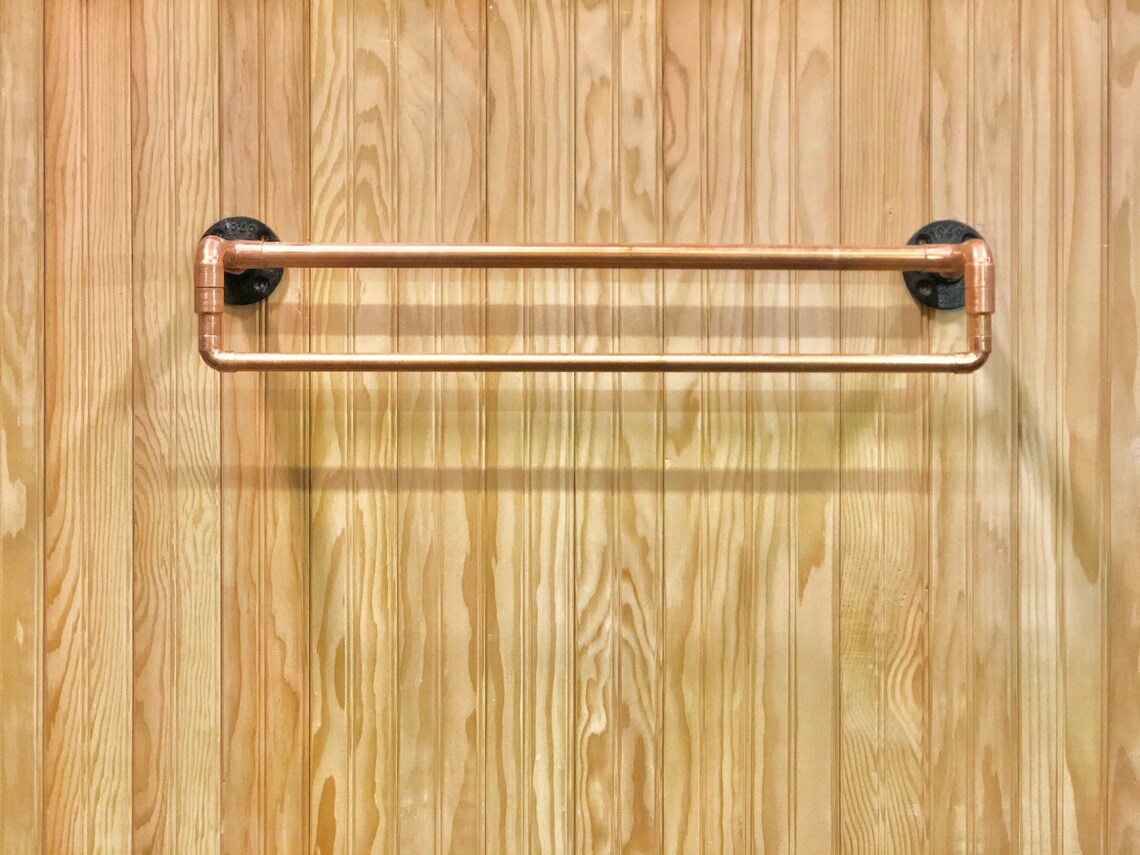 Rustic Copper Pipe Double Towel Rack. Etsy