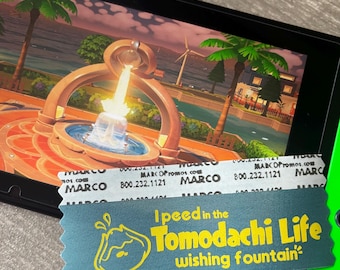 I peed in the Tomodachi Life wishing fountain badge ribbon