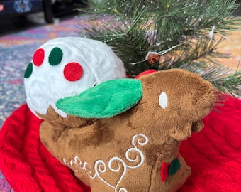 Gingerbread Snail Plushie Christmas Holiday Stuffed Animal