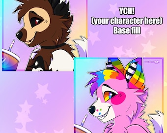 Furry Art YCH Rainbow Drink your character here Profile Picture Telegram Sticker Arcadec0re