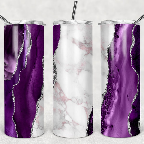 Purple agate 20oz skinny tumbler wrap sublimation PNG **Digital file only**