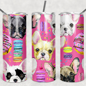 Buldog francuski Frenchie i desery 20oz sublimacyjne opakowanie PNG **tylko plik cyfrowy**