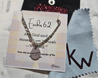 Hebrew Yahweh Necklace – Stainless Steel Religious Pendant | Unisex