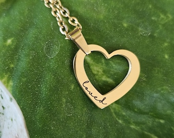 Affirmation Necklace – "Loved" Stainless Steel Pendant, Faith Jewelry