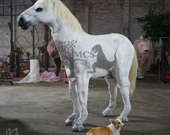 Lifelike Two Person White Horse Costume (Official Web: mcsdino.com)