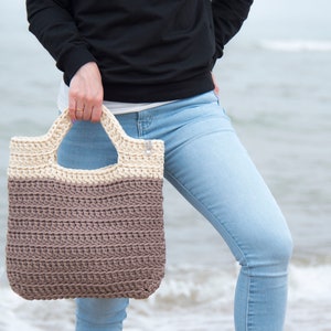 Bolso suave de ganchillo Bolso de playa informal, bolso de color natural de vacaciones de verano, bolso de mujer escandinavo, bolso de cuerda de monedero informal hecho a mano