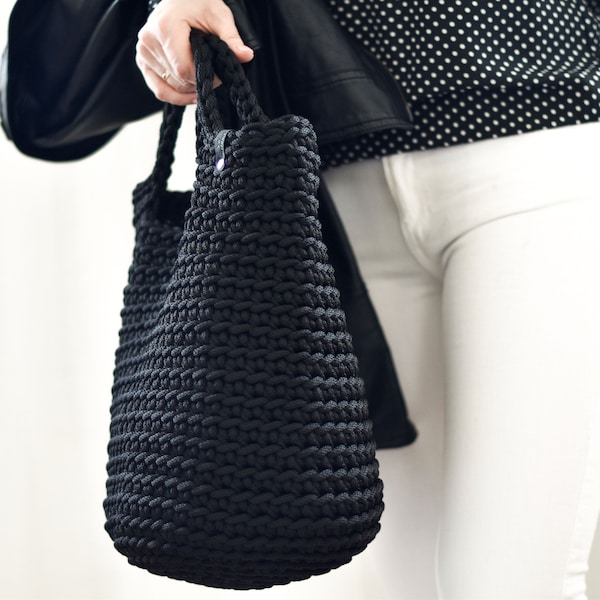 Black Crochet Bag Etsy