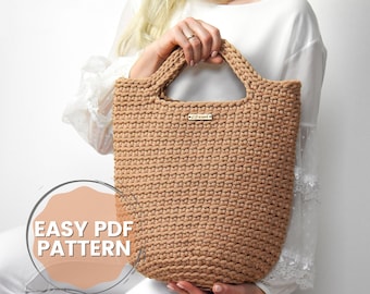 Patron de sac fourre-tout PDF, Patron de sac à main facile, Patron de sac de plage, Patron de sac à main pdf, Sac d'été au crochet DIY