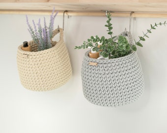 Crochet Wall Hanging Basket Organizer for Stylish Home Decor