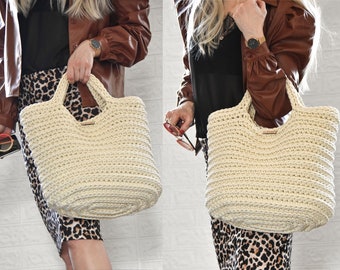 Crochet bags handmade, Summer tote bag, Large cream handbag.