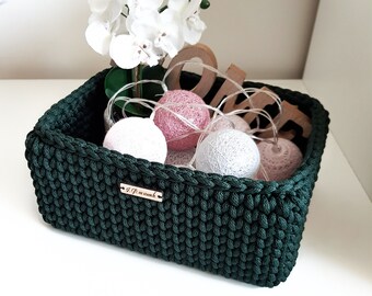Rectangle basket/ Bathroom basket organizer/ Crochet home basket/ Storage solution