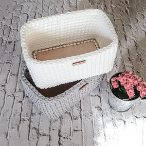 Crochet baskets, Handmade storage, Toiletries organizer, Rectangular bathroom bin,  Knit cosmetics holder