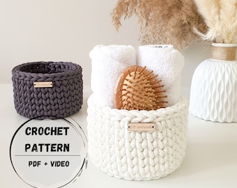 Step-by-Step Crochet Basket Pattern for Beginners -  Round Basket Video Tutorial