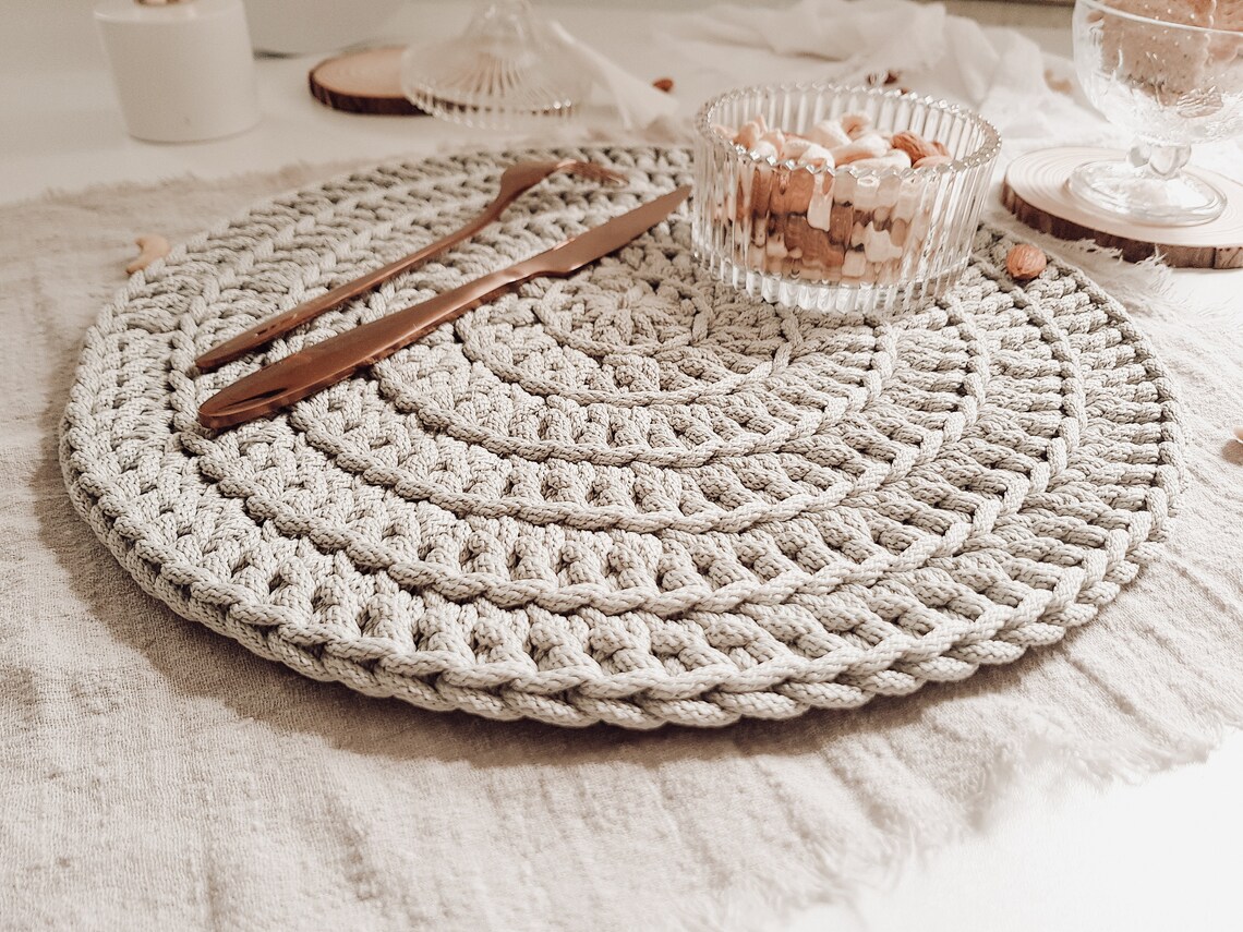 Handmade Table Placemats Crochet Kitchen Mats Round Dining Etsy UK