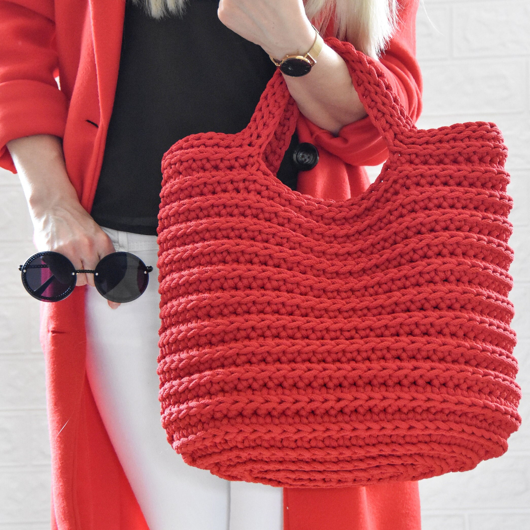 Small Handknit Bagsky Blue Crochet Bag Birthday Gift for Her 