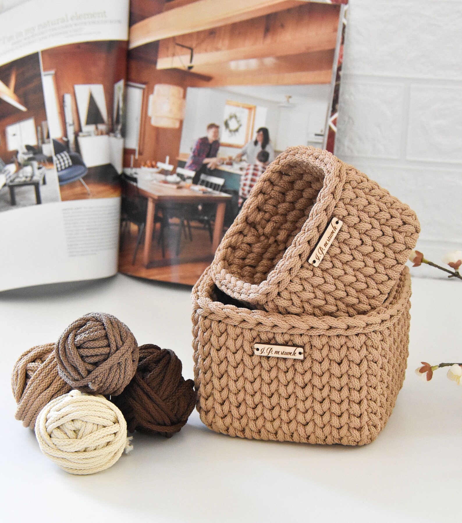 Square Basket Crochet Natural Basket Rope Basket Spa Gift | Etsy