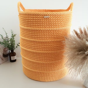 Large storage basket for organizing, Toy storage basket for kids room, Round basket bin to store blankets,  Tall laundry basket.