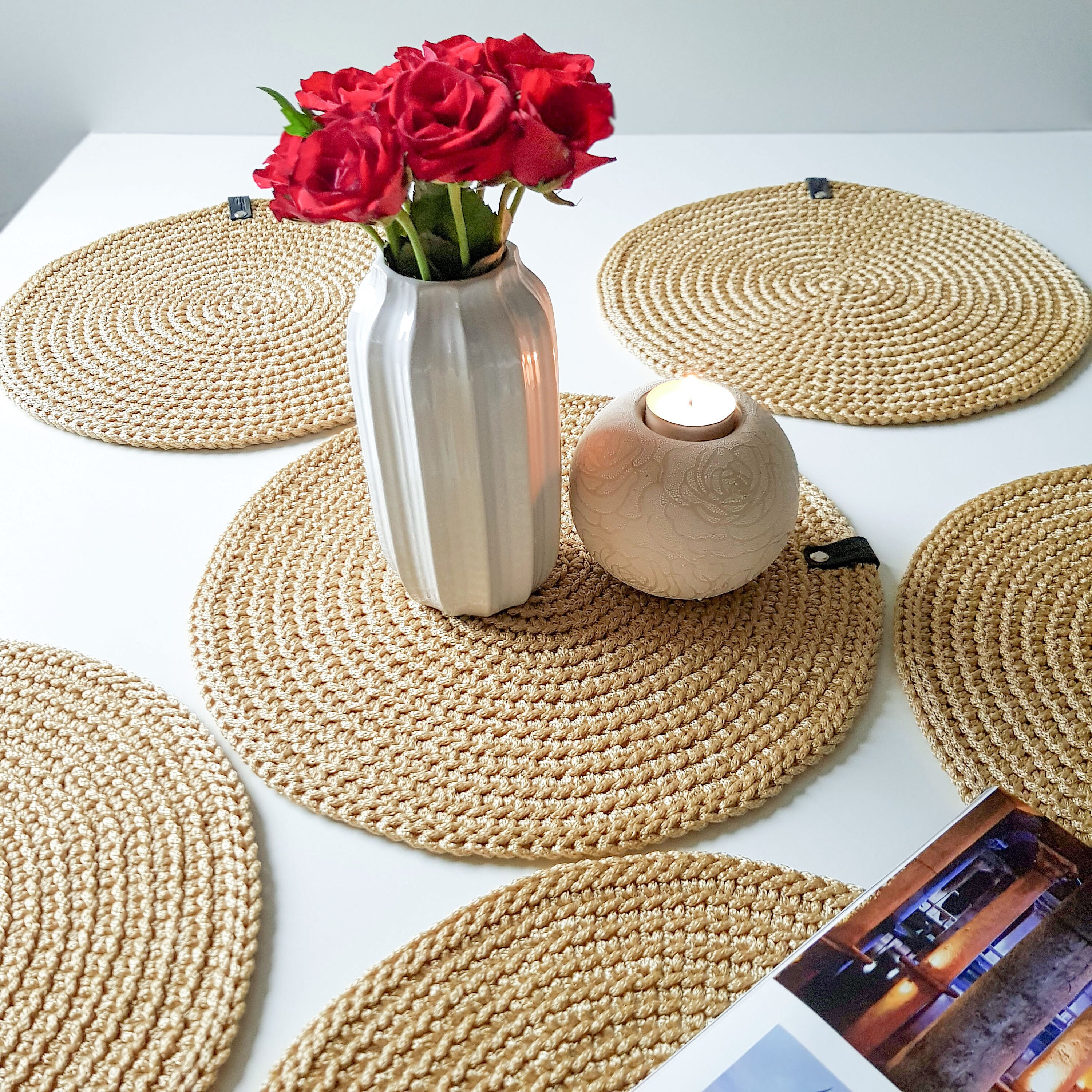 Gold Table Placemats Crocheted Placemats Gold Christmas Etsy