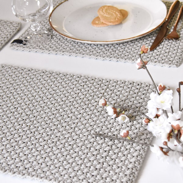 Crochet placemats, Modern placemats, Dinner table mats, Gift ideas