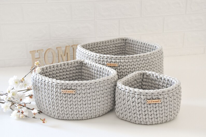 Corner Basket Corner Shelf Triangle Crochet Basket Gray Etsy Denmark