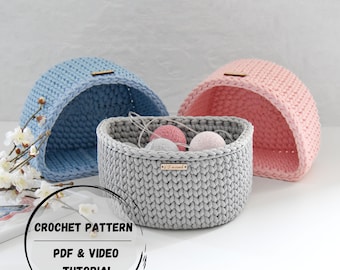 Patrón de cesta de crochet: videotutorial (patrón PDF)