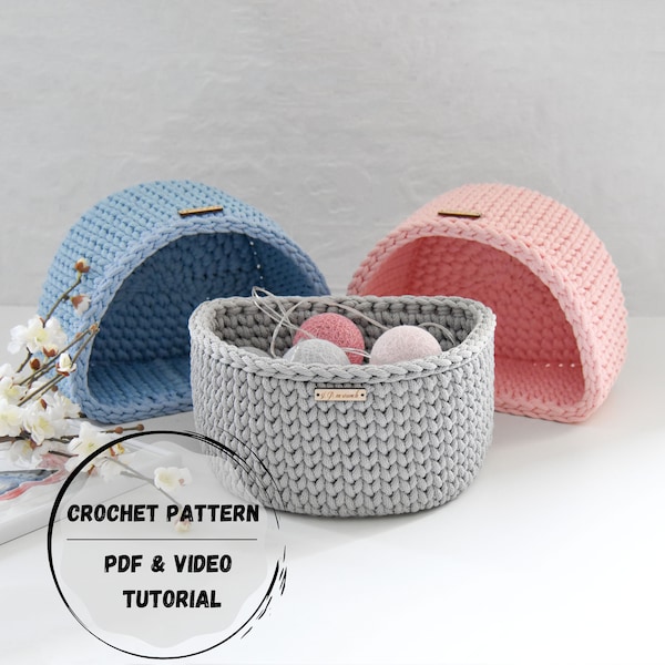 Basket PATTERN, Crochet VIDEO tutorial, DIY crochet pattern