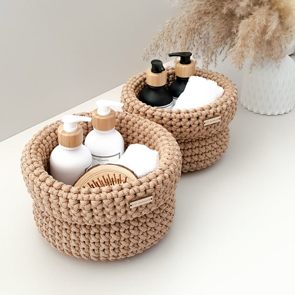 Lot de 2 paniers au crochet de différentes tailles - Ensemble de rangement de bureau idéal - Solution de rangement parfaite pour n'importe quel espace !