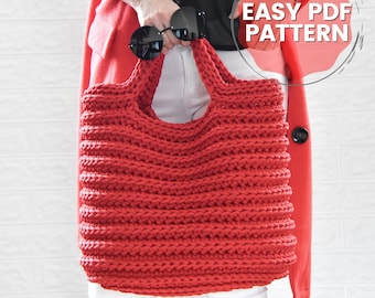 Modèle de sac fourre-tout au crochet, modèle PDF, modèle de sac au crochet facile, grand sac pour l'été, sac fourre-tout bricolage, modèle de sac à main au crochet