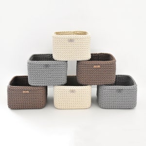 Crochet basket for shelves, Square storage box, Home storage case