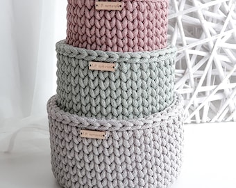 Set of 3, Crochet basket storage, Decorative rope basket, New home gift