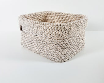 Crochet large basket, Universal storage bag, Rectangle basket