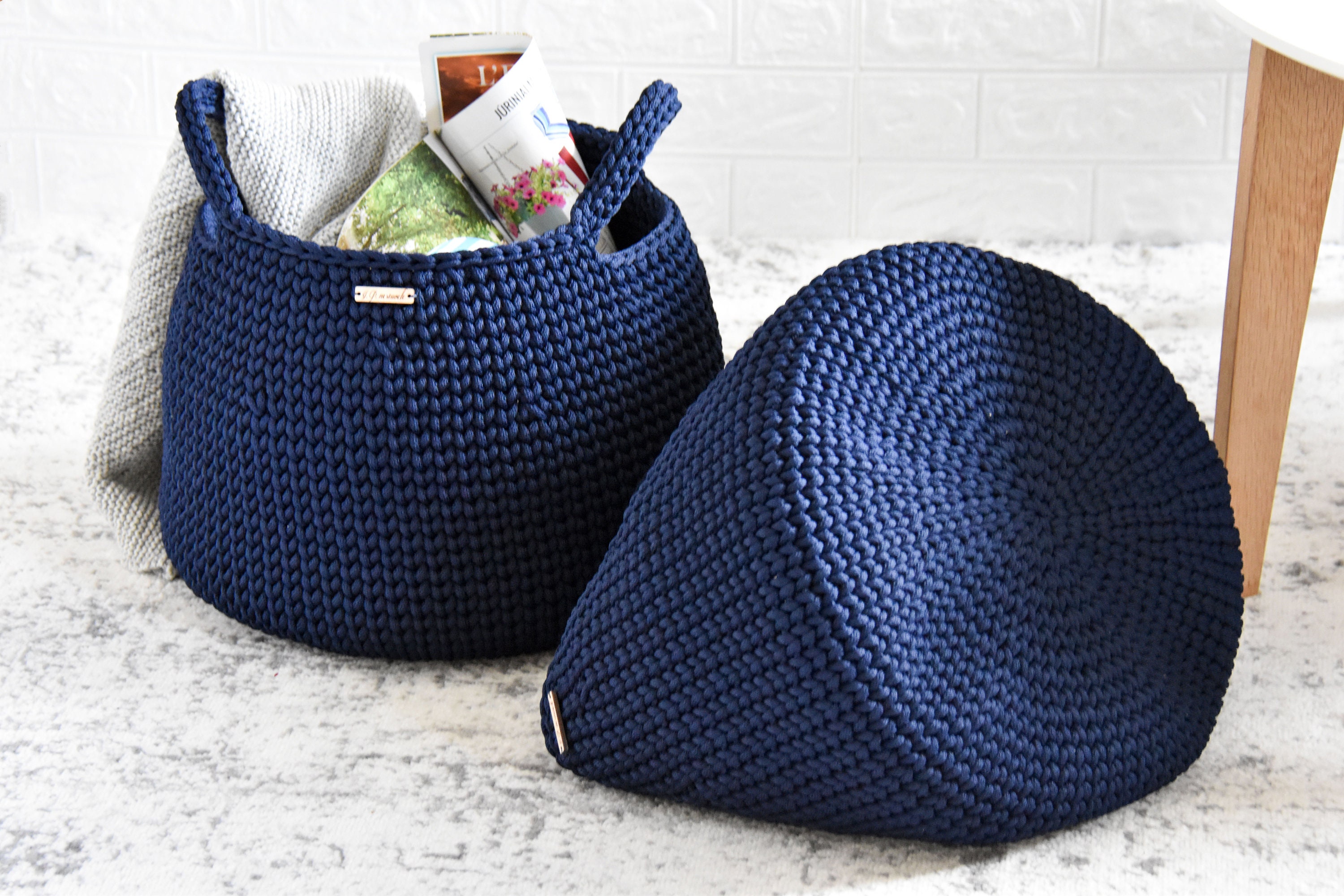 Crochet Large Basket Soft Toys Storage Handmade Rope Basket Etsy UK