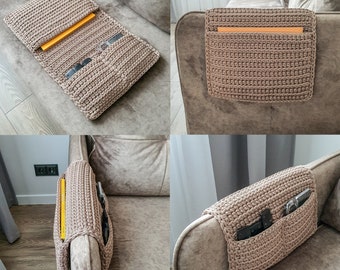 Crochet Armchair Caddy: Hanging Sofa Organizer, Remote & Book Holder