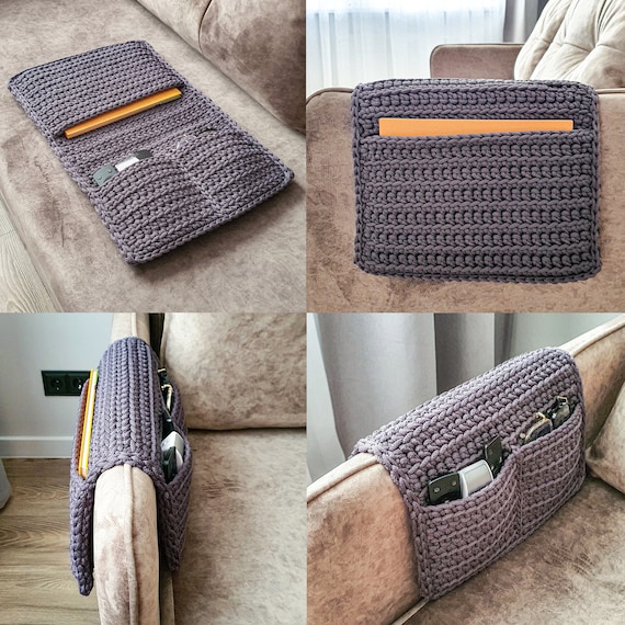 Organiseur Pour Canapé Et Fauteuil - Support Télécommande Avec 5 Poches, Gris - Rangement Suspendu
