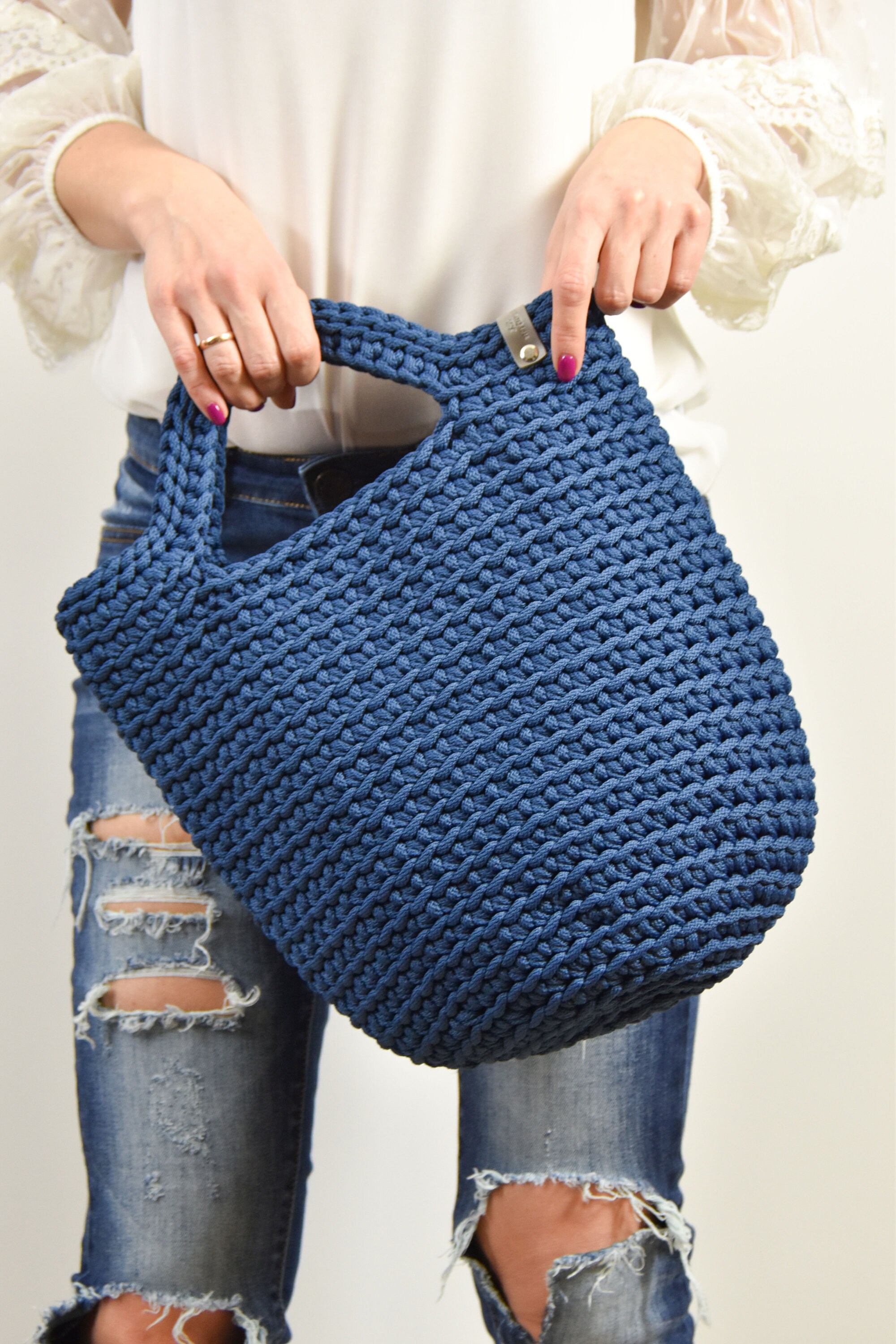 Handmade crochet tote bag Scandinavian style Crochet | Etsy