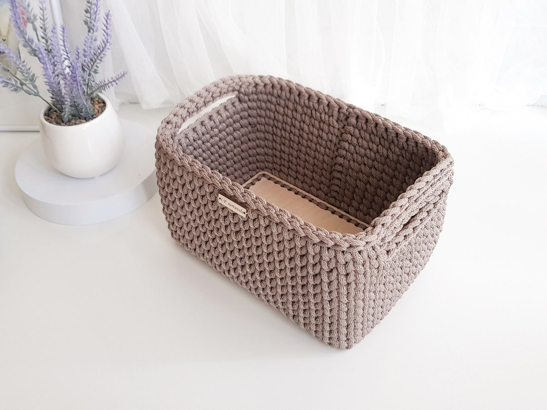Rectangle Basket/ Bathroom Basket Organizer/ Crochet Home Basket ...