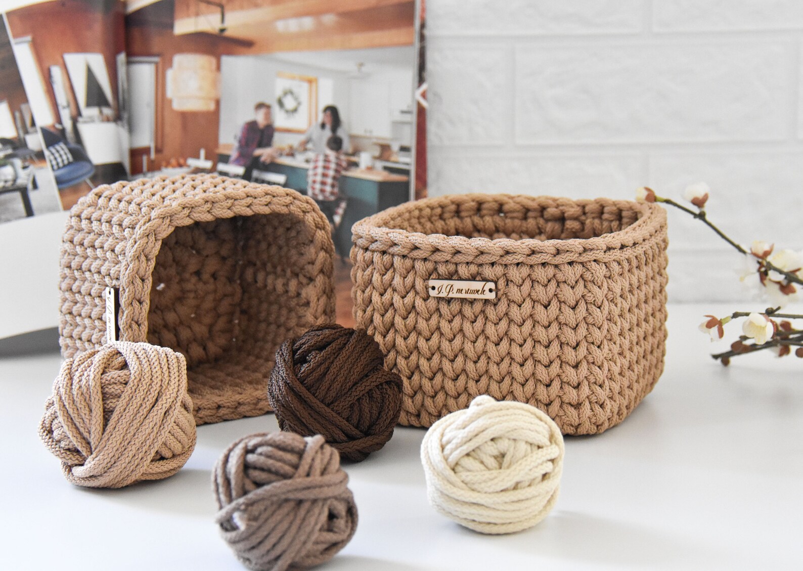 Square Basket Crochet Natural Basket Rope Basket Spa Gift | Etsy