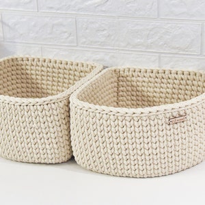 Crochet corner basket PATTERN, Handmade basket PDF & VIDEO tutorial, Corner storage organizer image 5