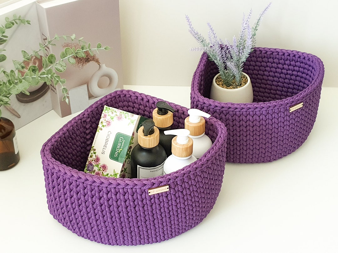 Rustic Rope Baskets Rustic Lavender Rope Baskets - Handcrafted Triangle Corner Shelves ...