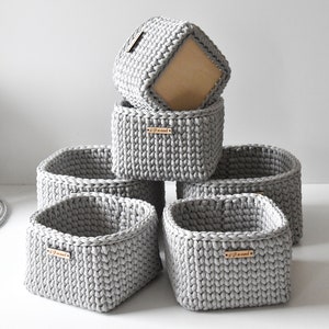 Crochet basket for shelves, Square storage box, Home storage case
