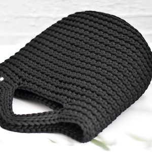 Handgemaakte handtas, gehaakte zwarte tote tas, portemonnee in Scandinavische stijl, cadeau voor vrouw afbeelding 5