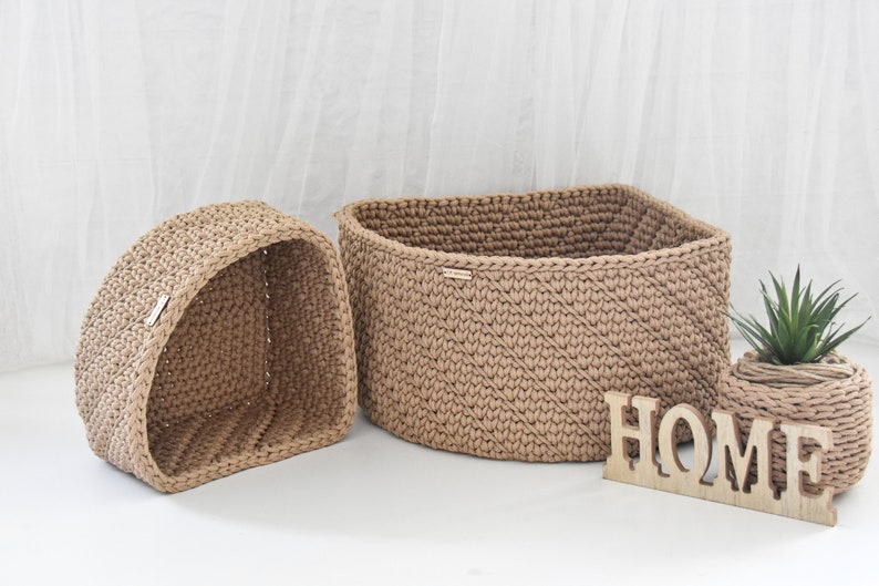 CORNER STORAGE BASKET Triangle Basket Beige Basket Crochet Etsy