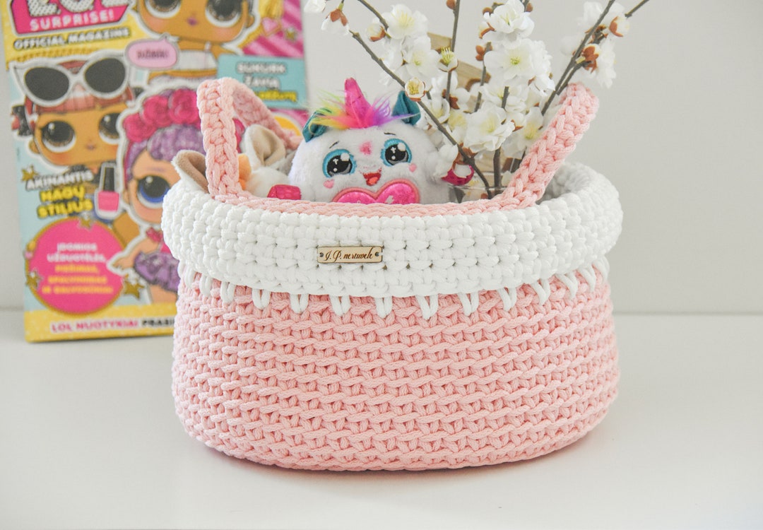 Girl Nursery Basket Baby Pink Rope Basket Toy Storage Kids. Etsy