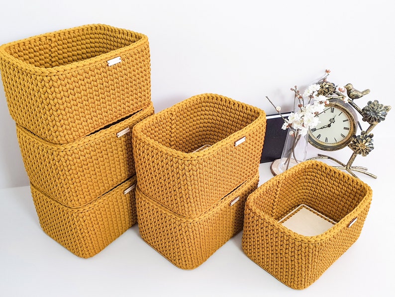 Crocheted Basket Handmade Storage Bathroom Organizer Etsy