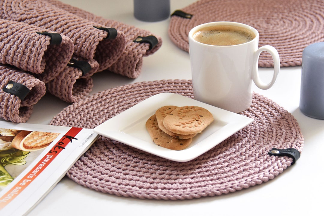 Crochet Round Table Mats Dusty Rose Placemats Handmade Set Etsy