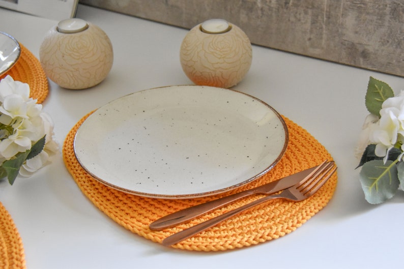 Yellow placemat set/ Crochet oval table mats Etsy