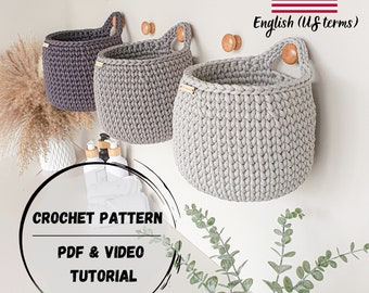 Hanging Wall Basket Pattern - Learn how to Crochet Step by Step with a Video Tutorial