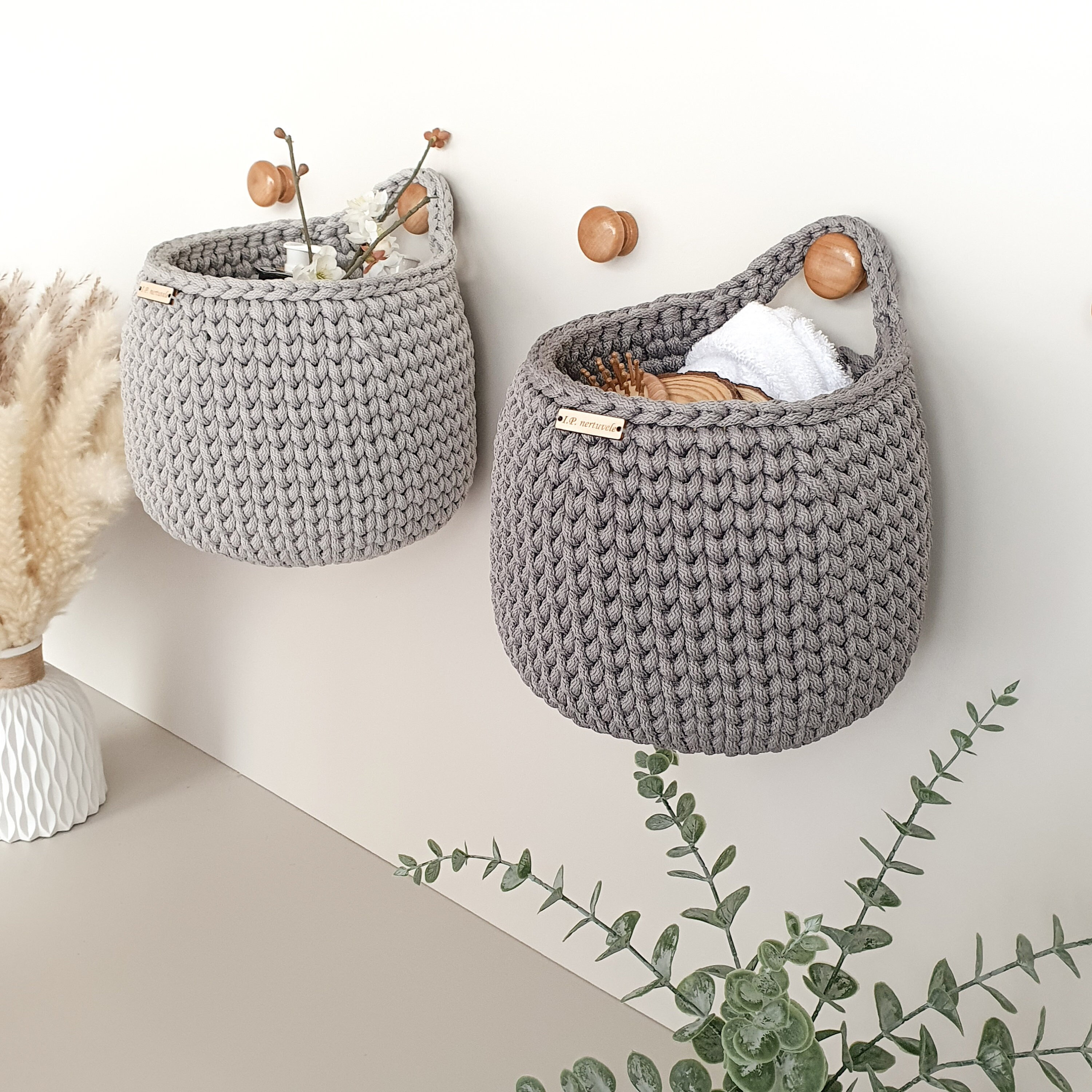Wall Hanging Storage Basket for Nursery & Bathroom Organization